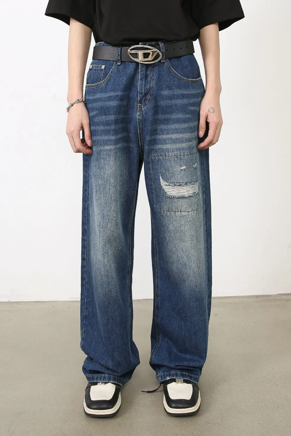 Men's Distressed Jeans with Pockets, image 4