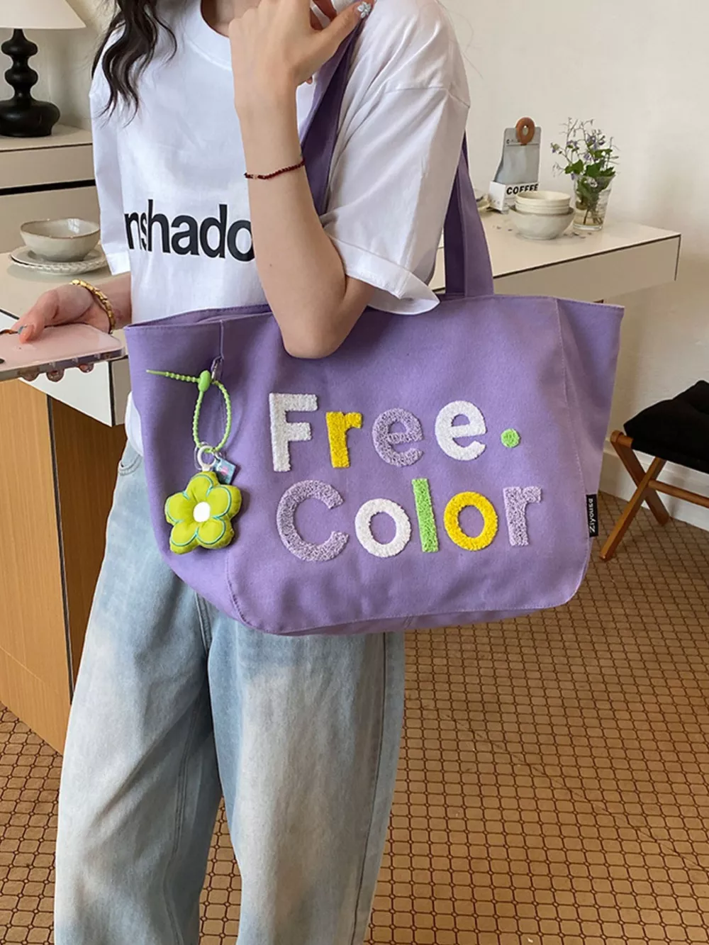 Letter Canvas Shoulder Bag, image 7