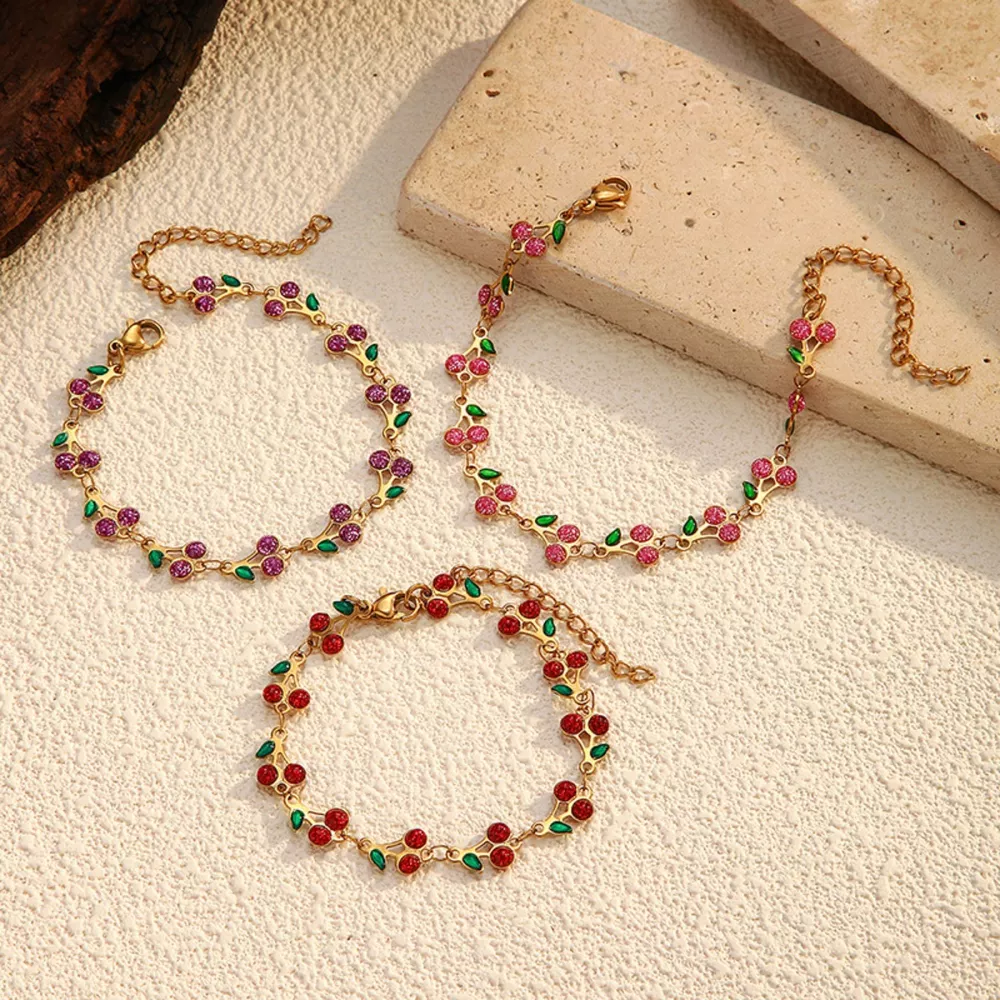 18K Gold-Plated Cherry Charm Bracelet, image 3