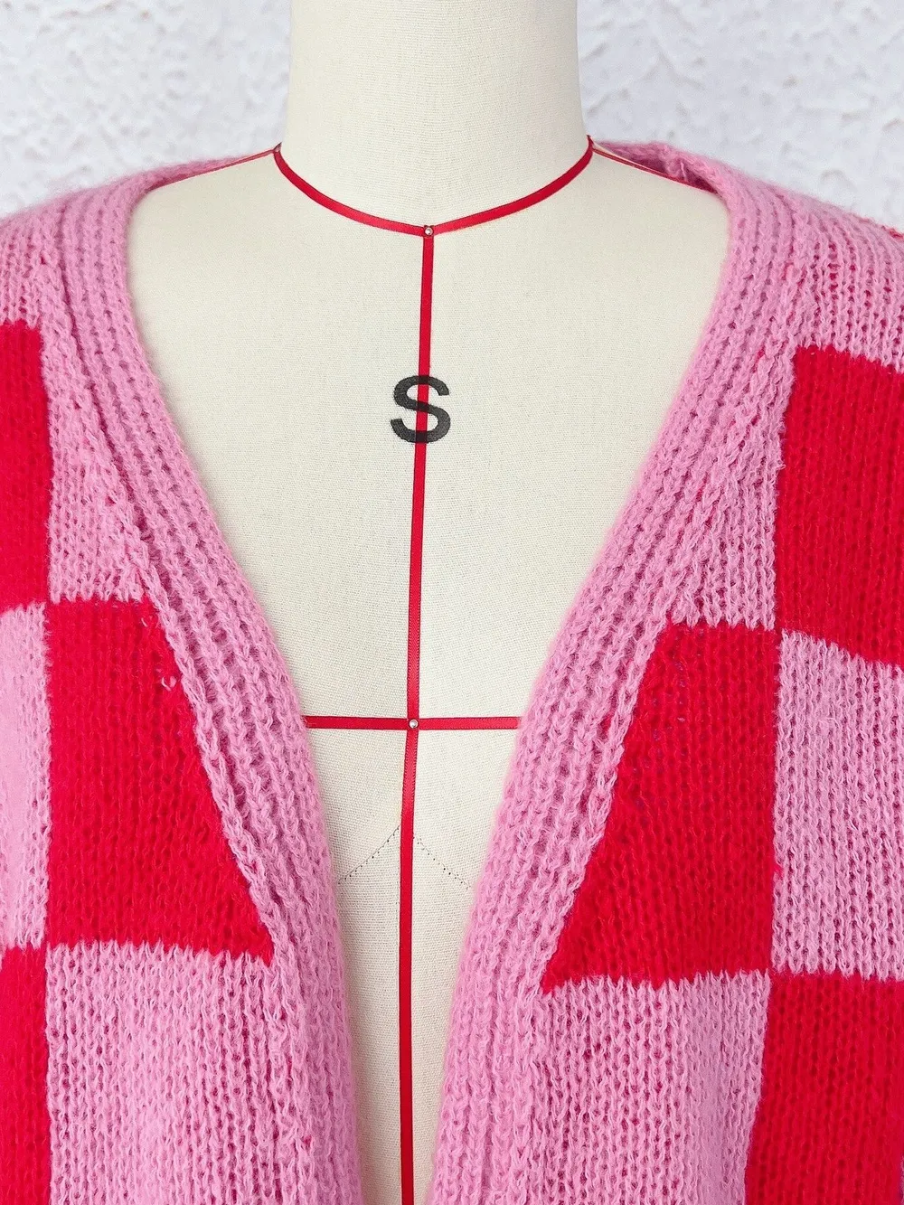 Checkered Open Front Long Sleeve Cardigan, image 9