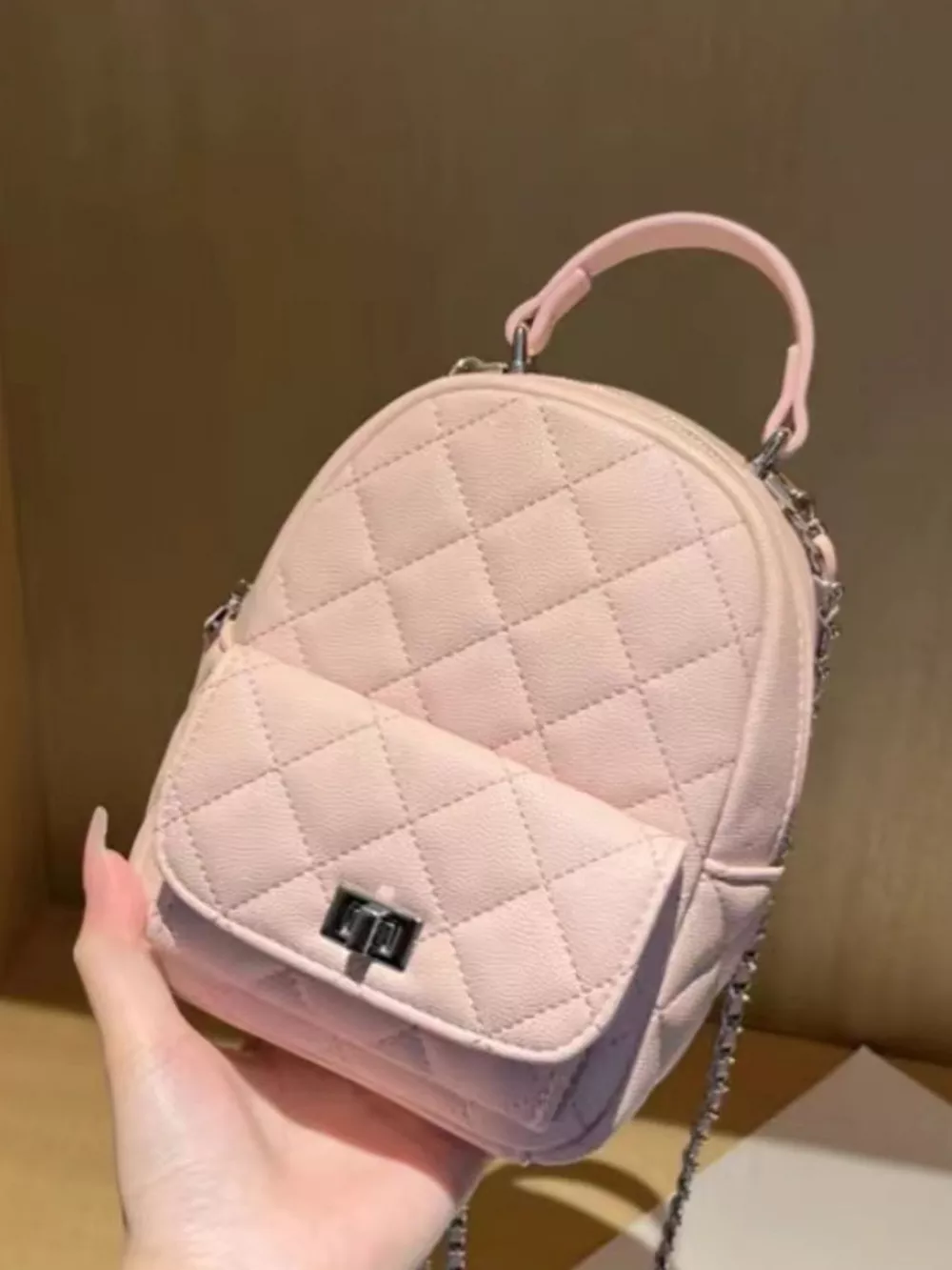 Quilted Mini Backpack Bag, image 4