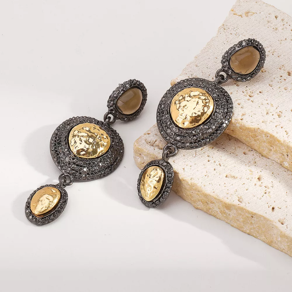Vintage-Inspired Dangle Earrings with Gold Accents