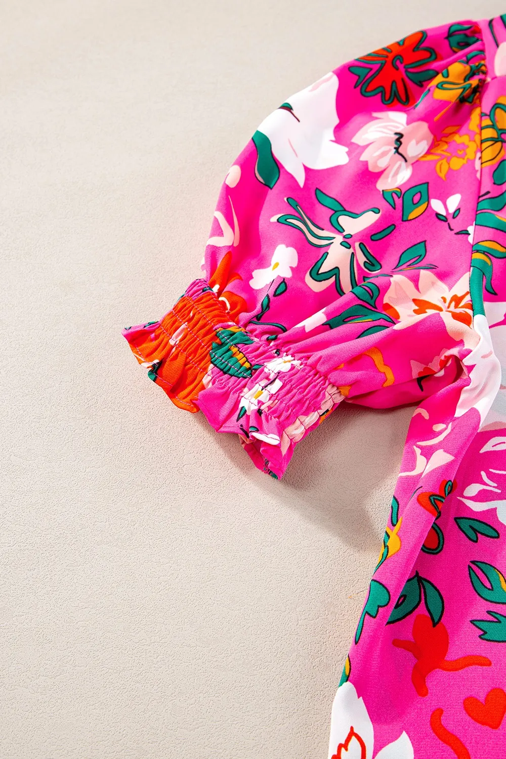 Printed Notched Short Sleeve Blouse, image 6