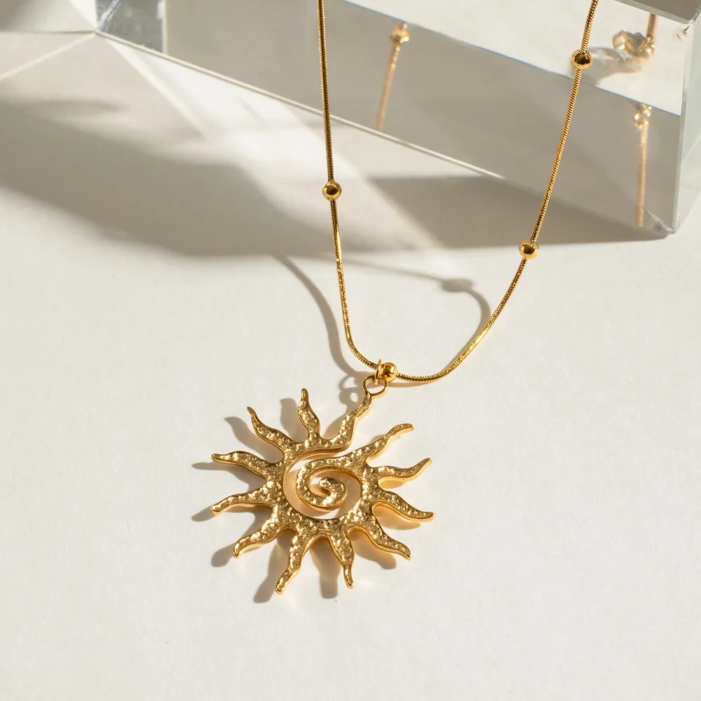 18K Gold-Plated Sun Pendant Necklace, image 5