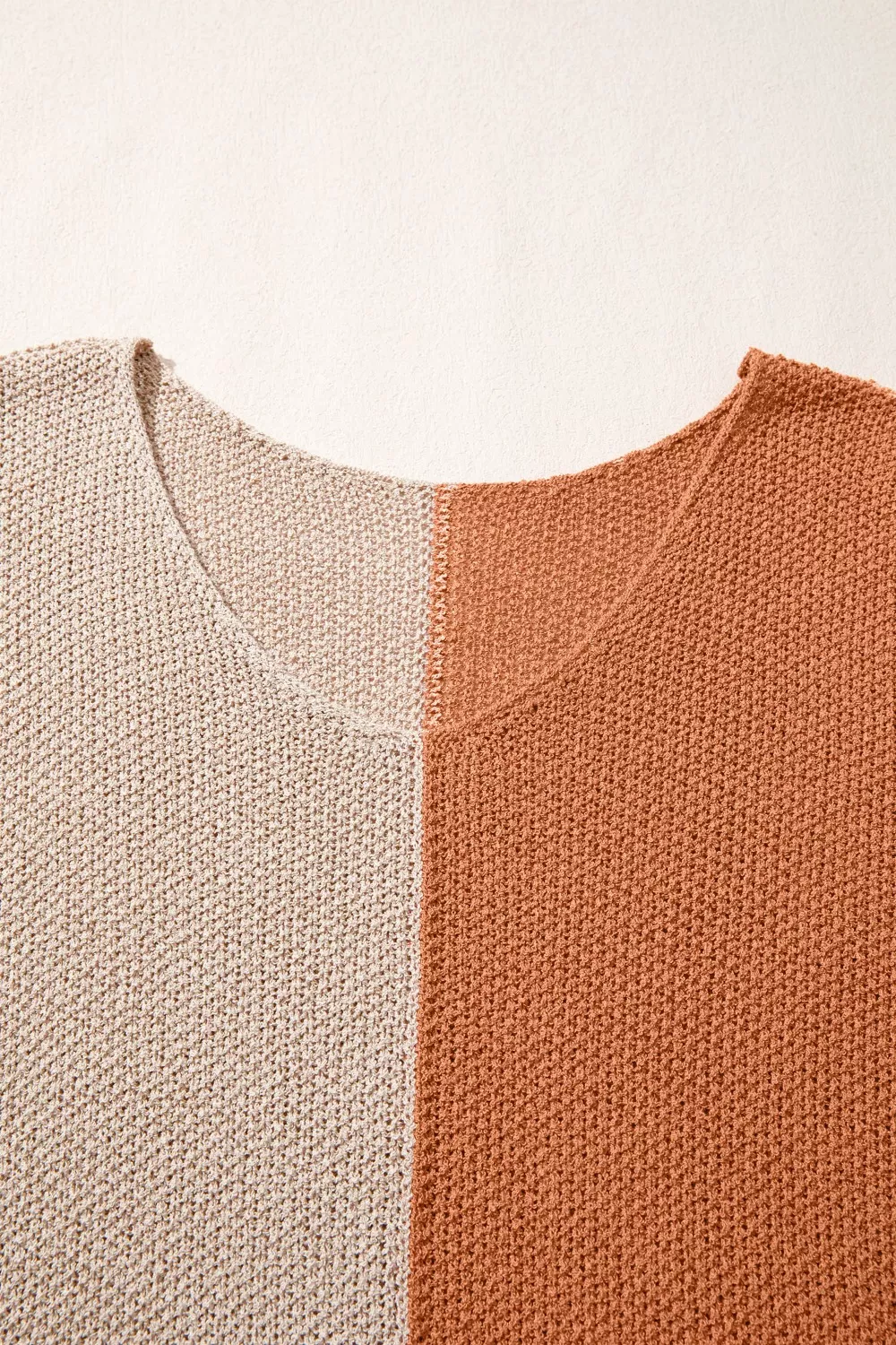 Color Block Knit V Neck Loose Sweater, image 12