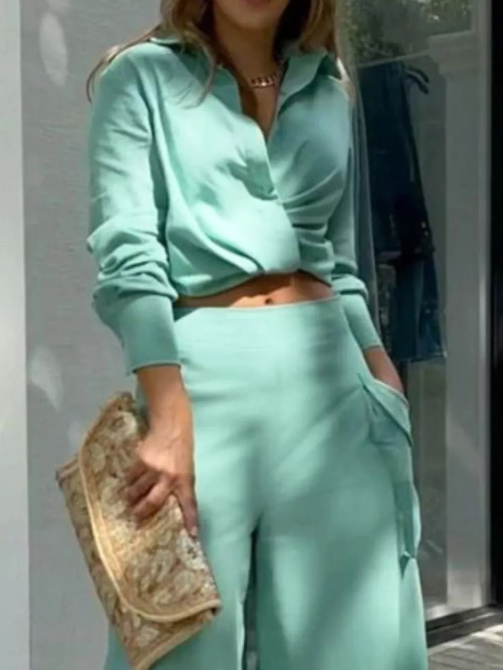 Long Sleeve Shirt and Wide Leg Pants Set, image 18