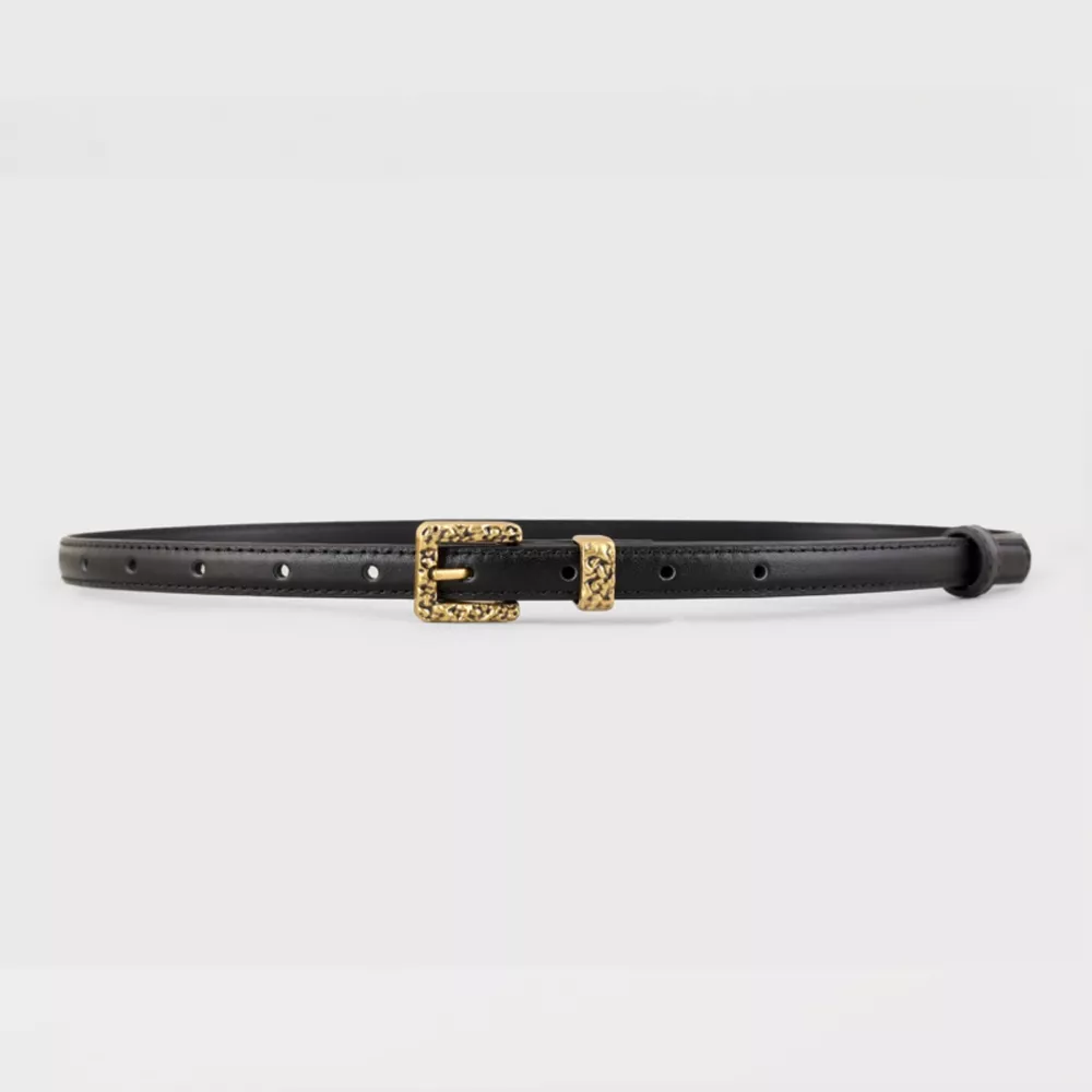 Skinny Leather Belt with Buckle, image 5