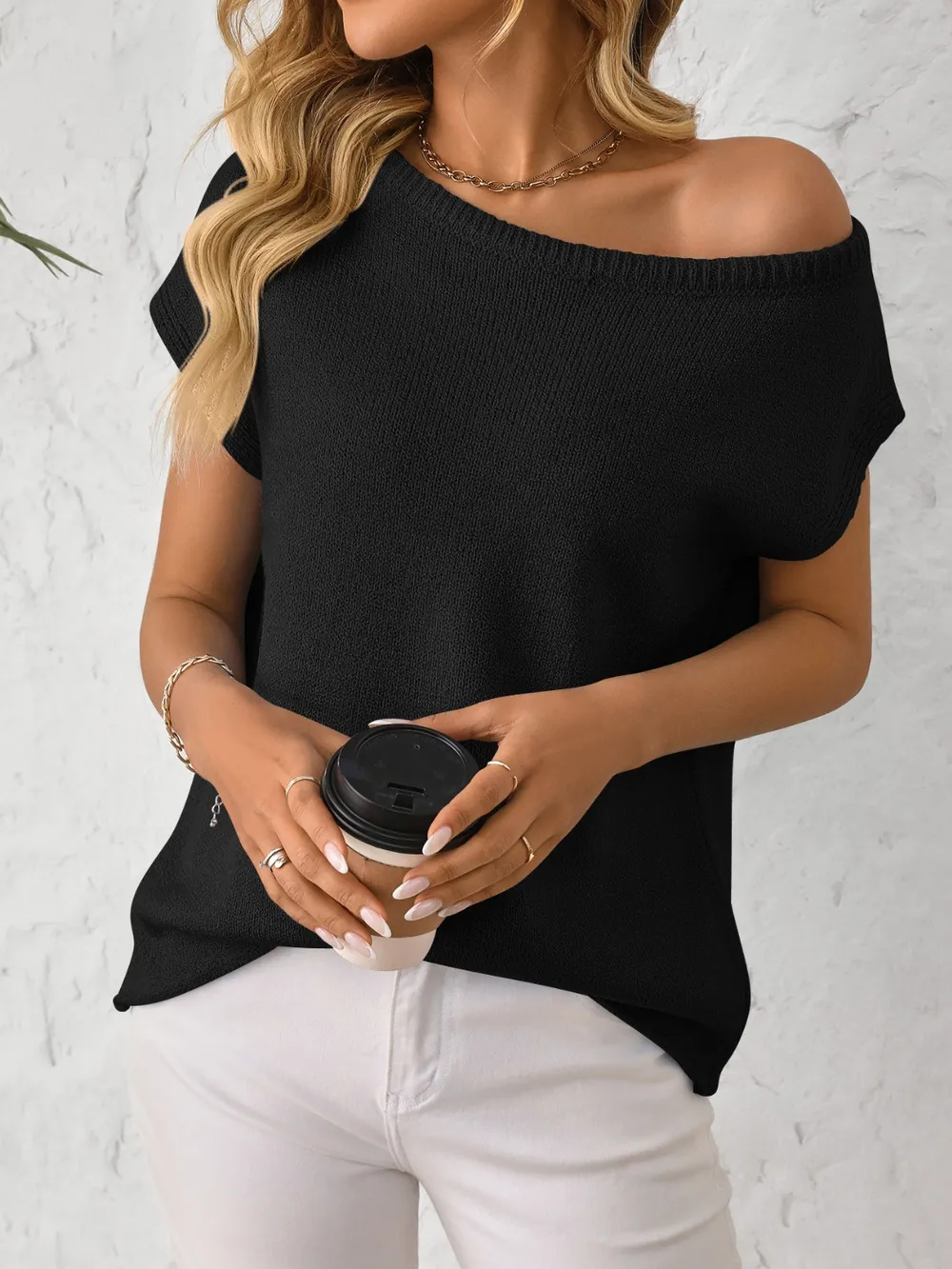 Boat Neck Short Sleeve Knit Top, image 15