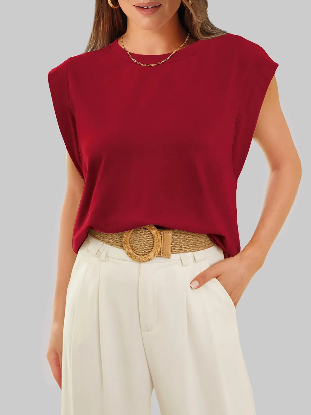 Round Neck Cap Sleeve T-Shirt, image 27