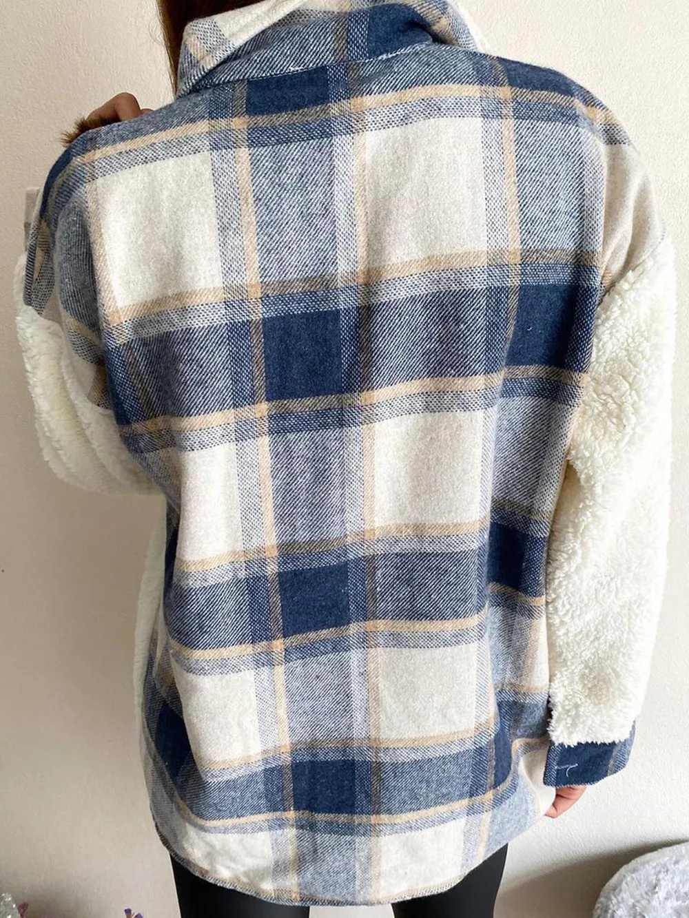 Fuzzy Button Up Long Sleeve Jacket, image 3