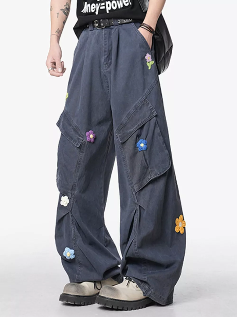 Men's Flower Wide Leg Pants, image 4