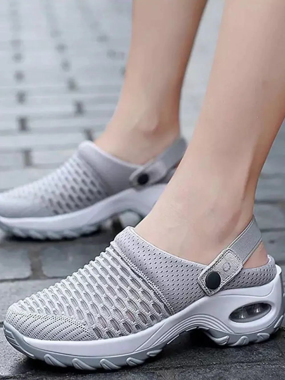 Mesh Round Toe Wedge Sandals, image 4