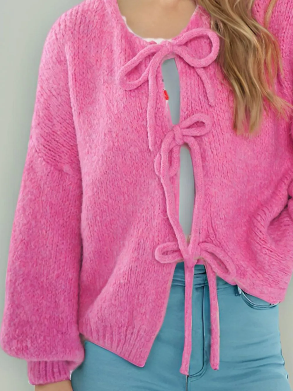 Cozy Bow-Tie Front Knit Cardigan, image 25