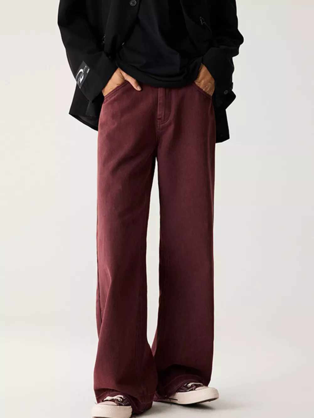 Men's Wash Relaxed Fit Wide Leg Jeans, image 9