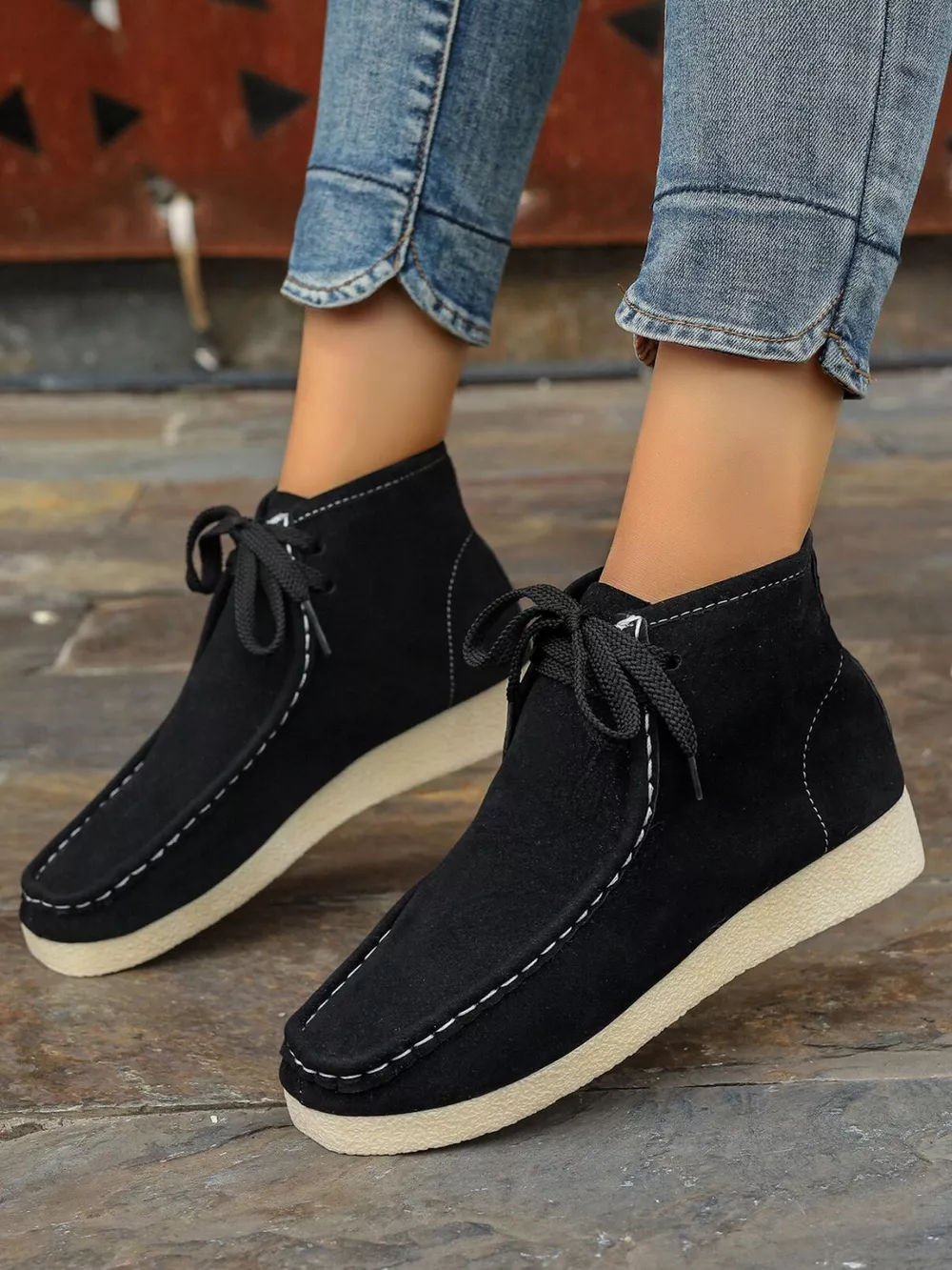 Lace Up Wedge Ankle Boots