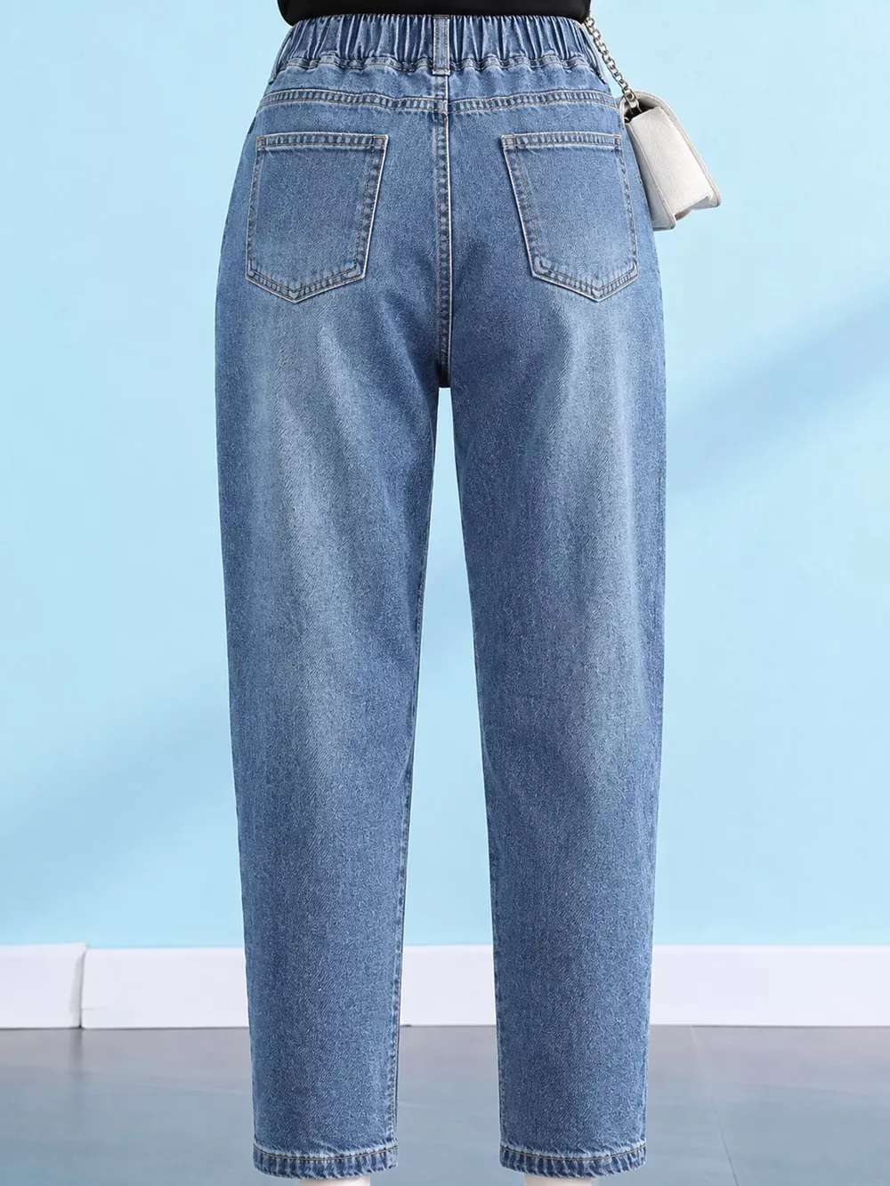 Plus Size High-Waisted Elastic Waistband Casual Jeans, image 15