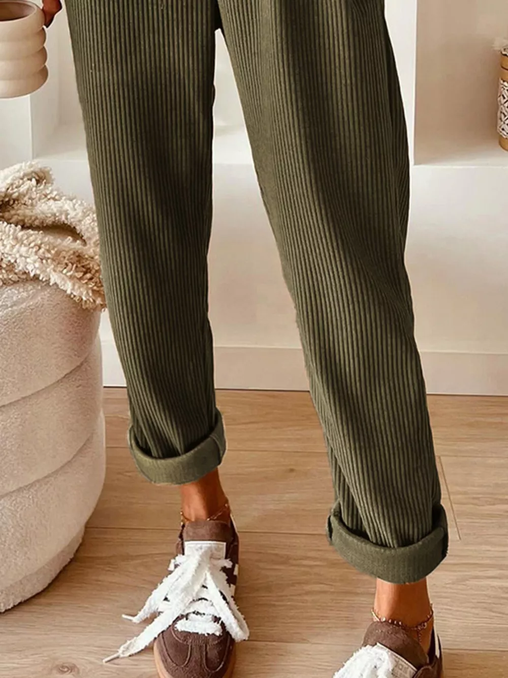 Casual Corduroy Drawstring Waist Pants, image 11