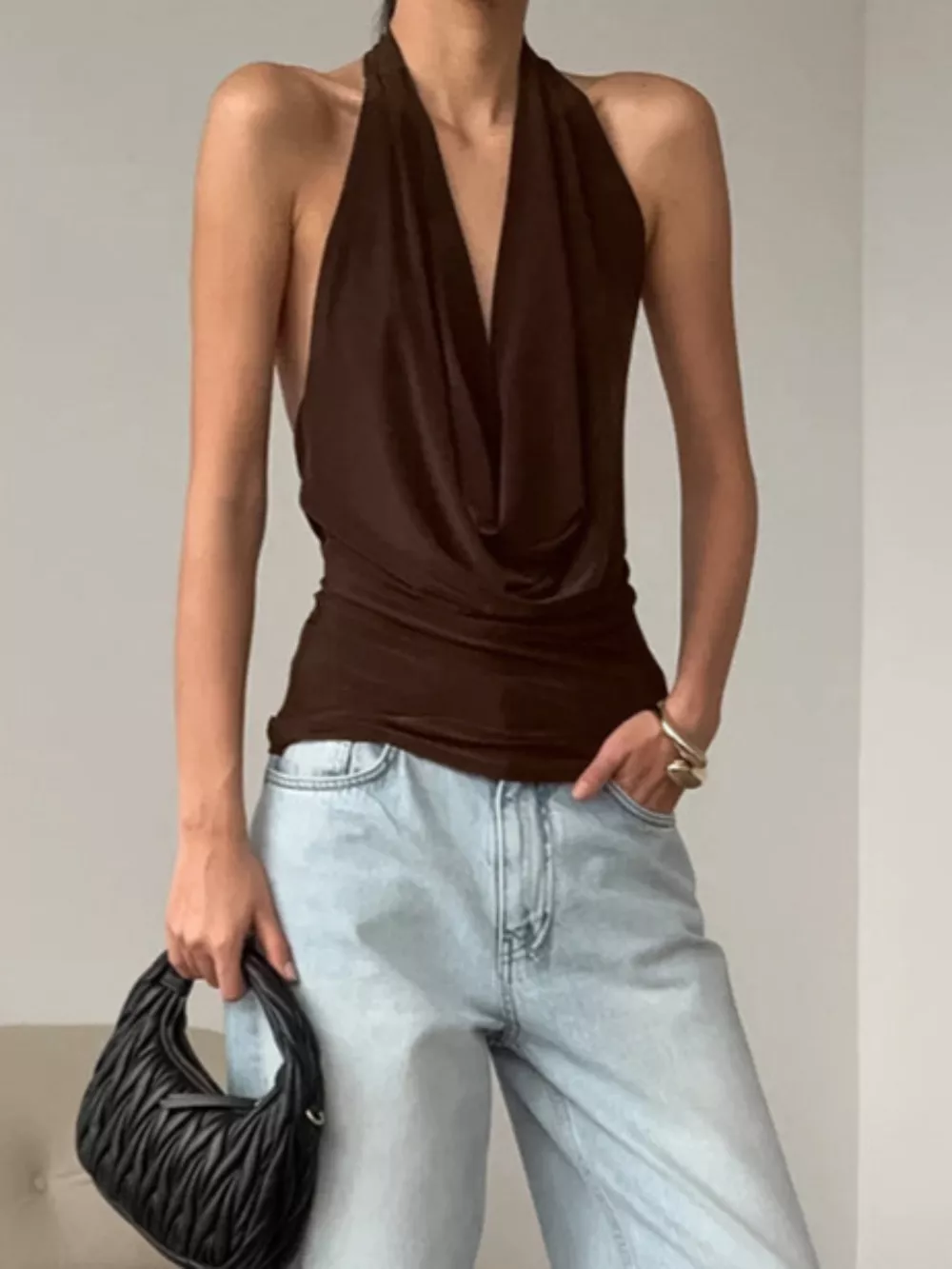 Backless Halter Cowl Neck Cami, image 2