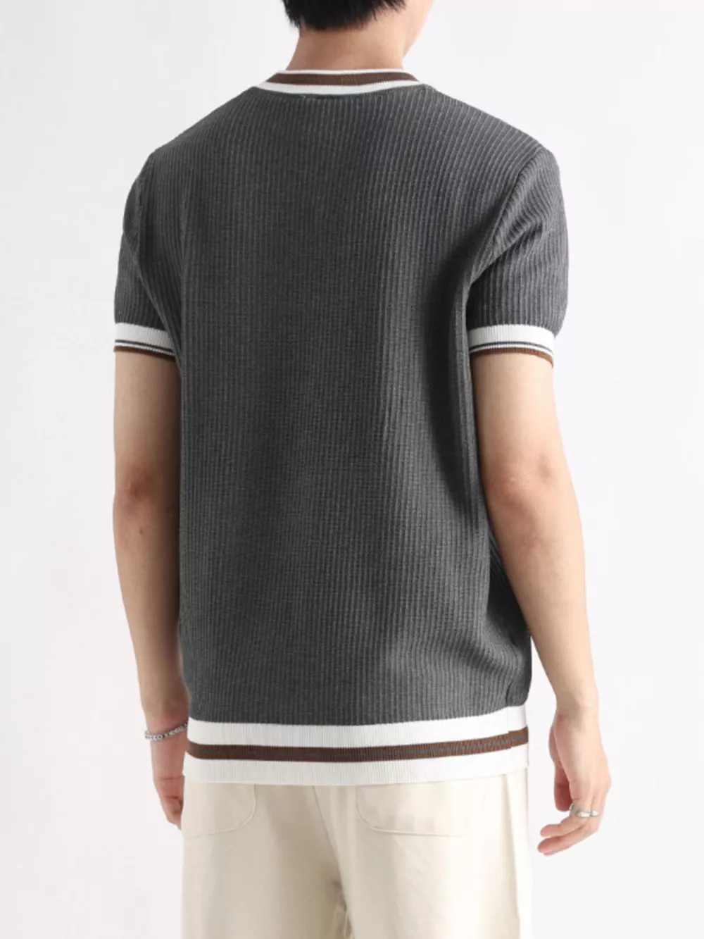 Men's Plus Size Contrast Trim Shorts Sleeve T-Shirt, image 7