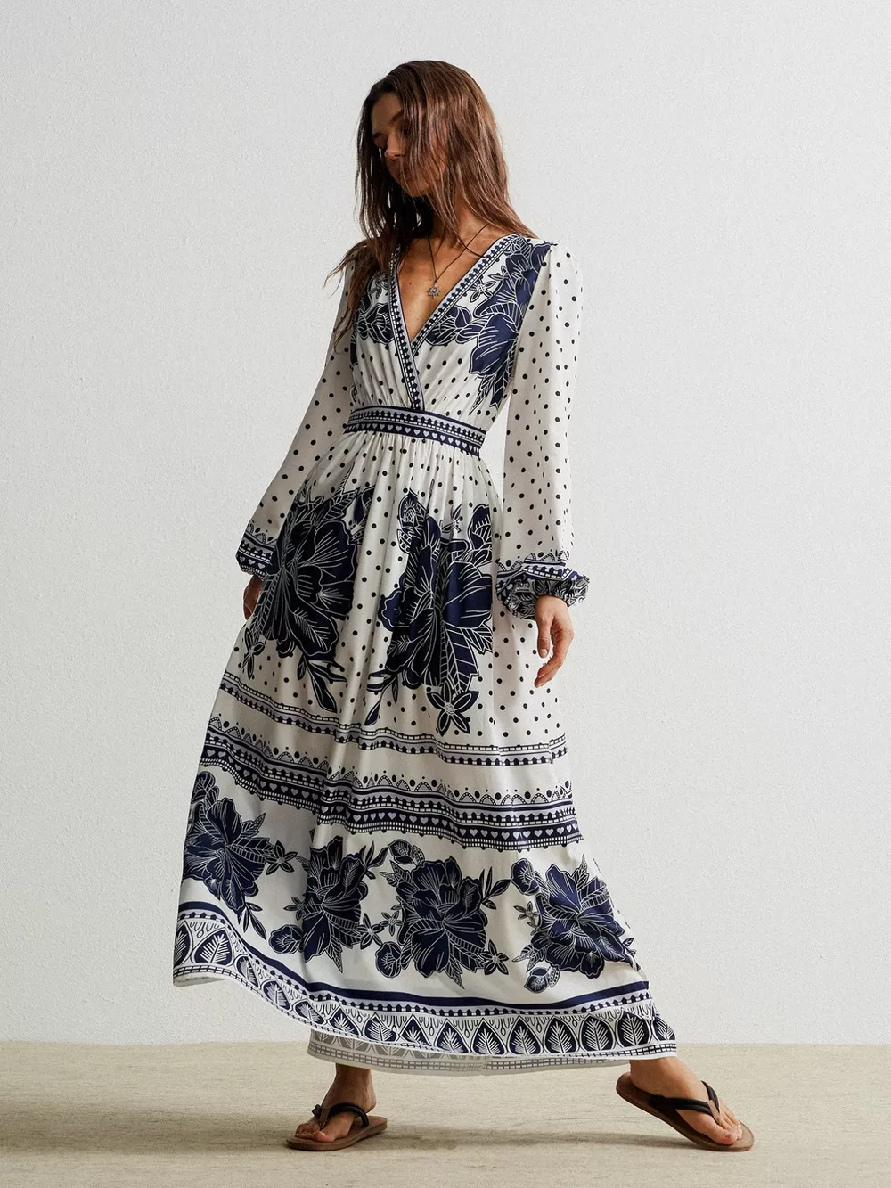 Floral Print Long Sleeve Maxi Dress, image 7