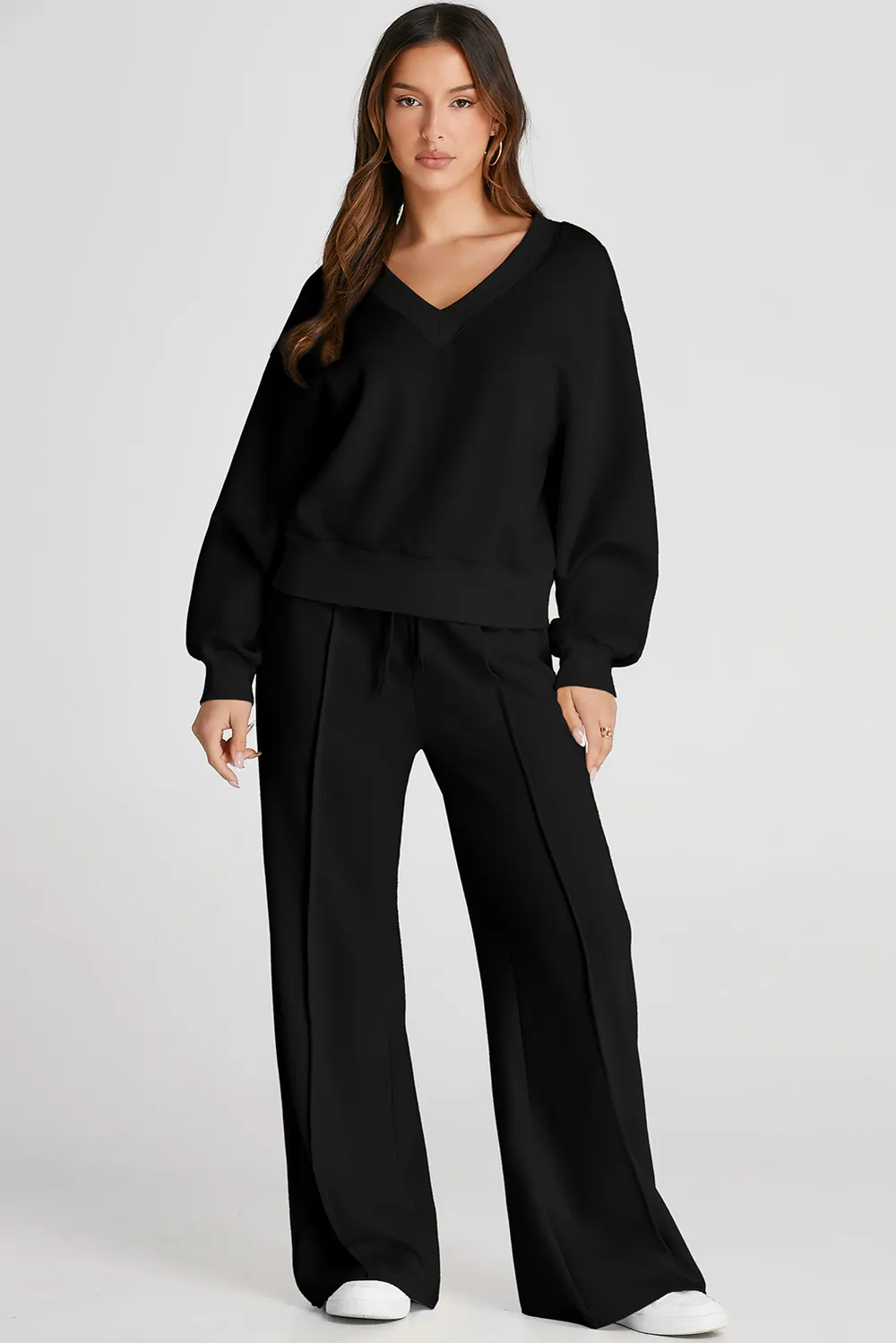 V-Neck Long Sleeve Top and Pants Active Set, image 2