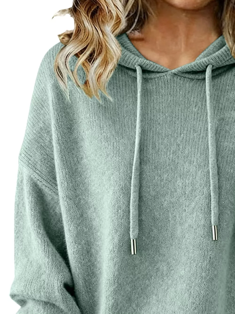 Drawstring Long Sleeve Hooded Sweater, image 24