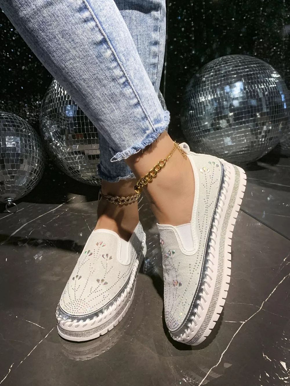 Rhinestone Embellished Platform Loafers, image 11