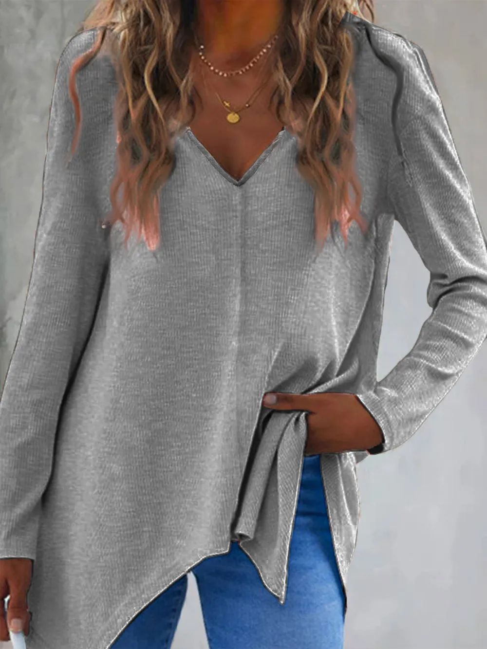 Full Size V-Neck Long Sleeve T-Shirt, image 14