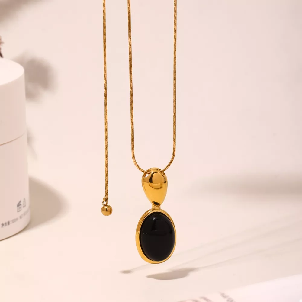 18K Gold-Plated Stainless Steel Necklace with Teardrop Pendant, image 5