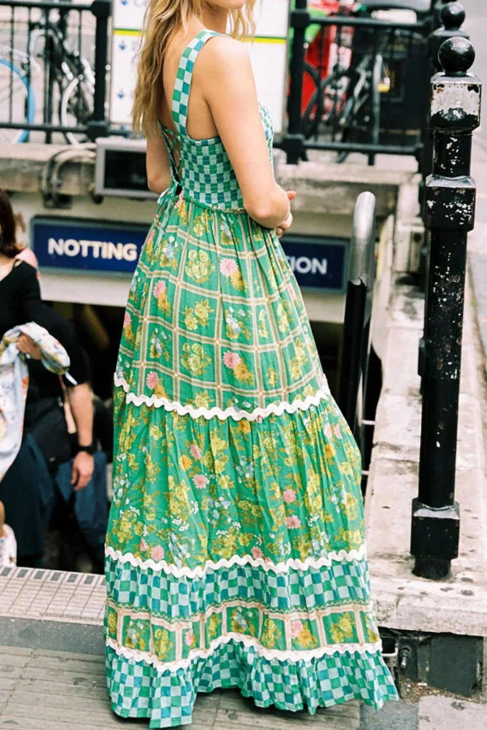 Printed Square Neck Tiered Dress, image 8