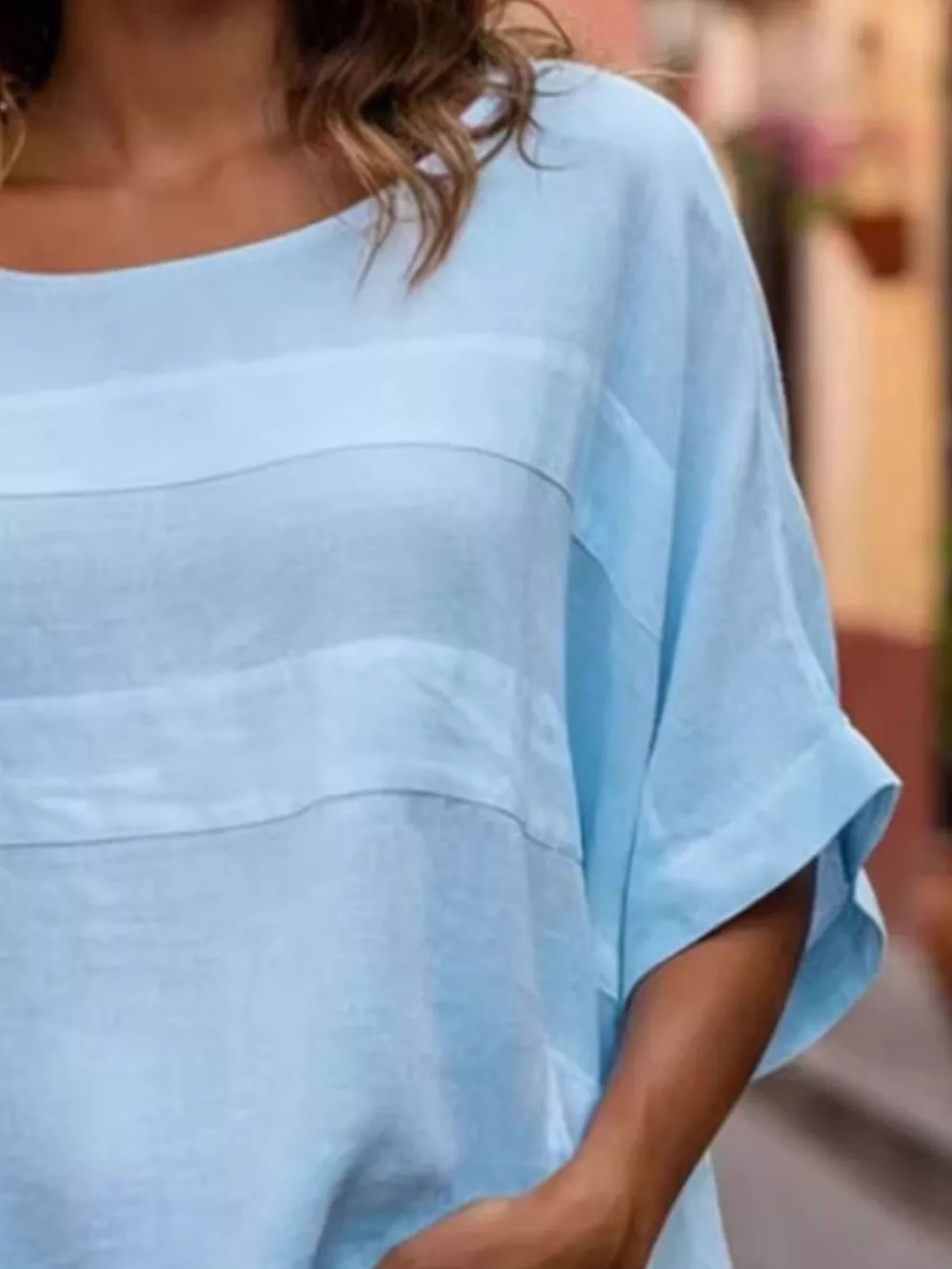 Full Size Casual Loose Round Neck Blouse Plus Size, image 4