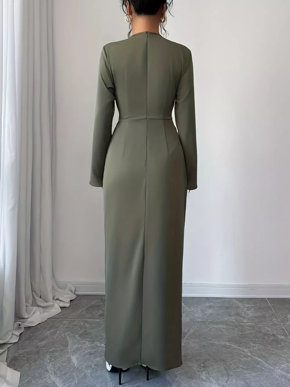 Slit Surplice Long Sleeve Maxi Dress, image 5