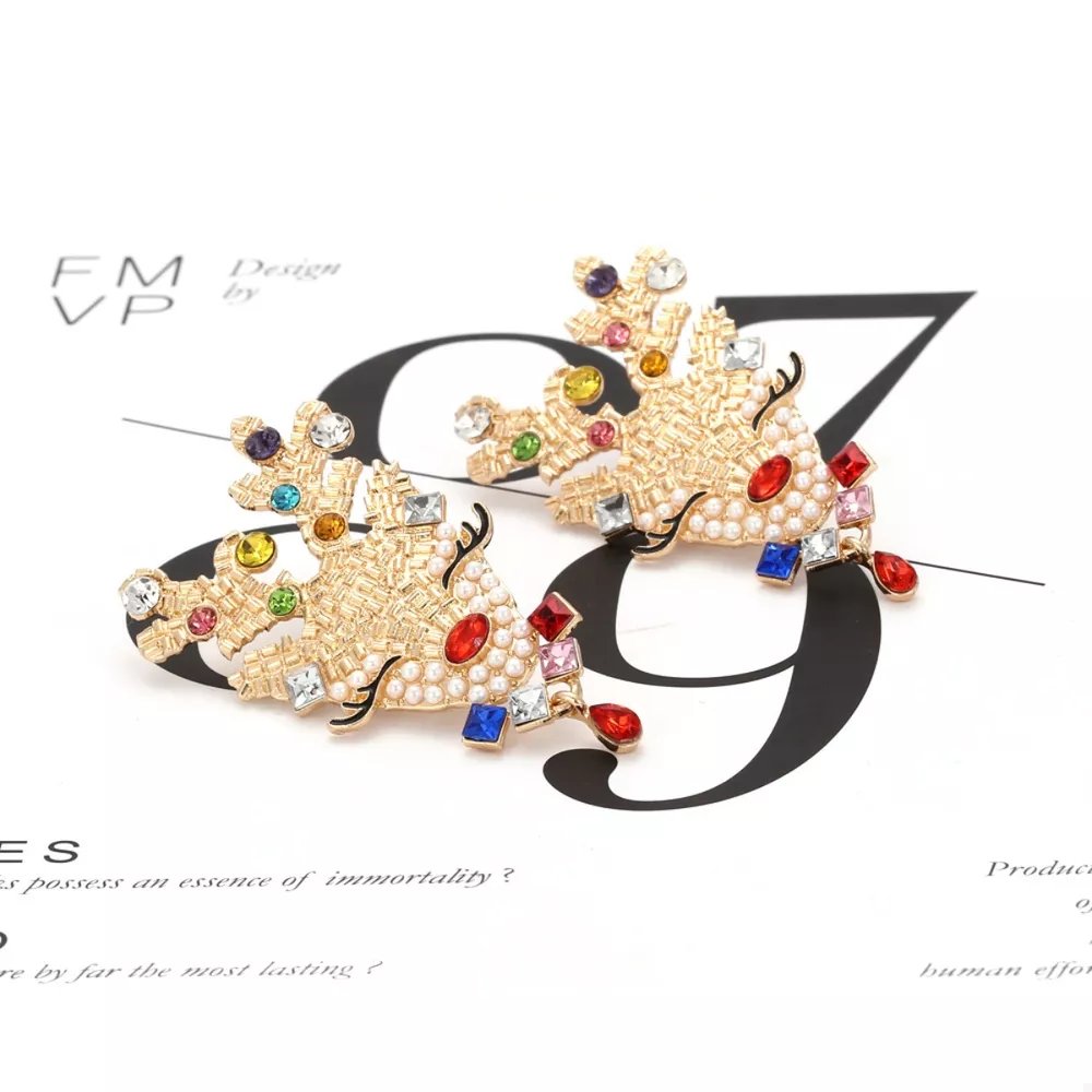 Christmas Reindeer Rhinestone Earrings, image 5