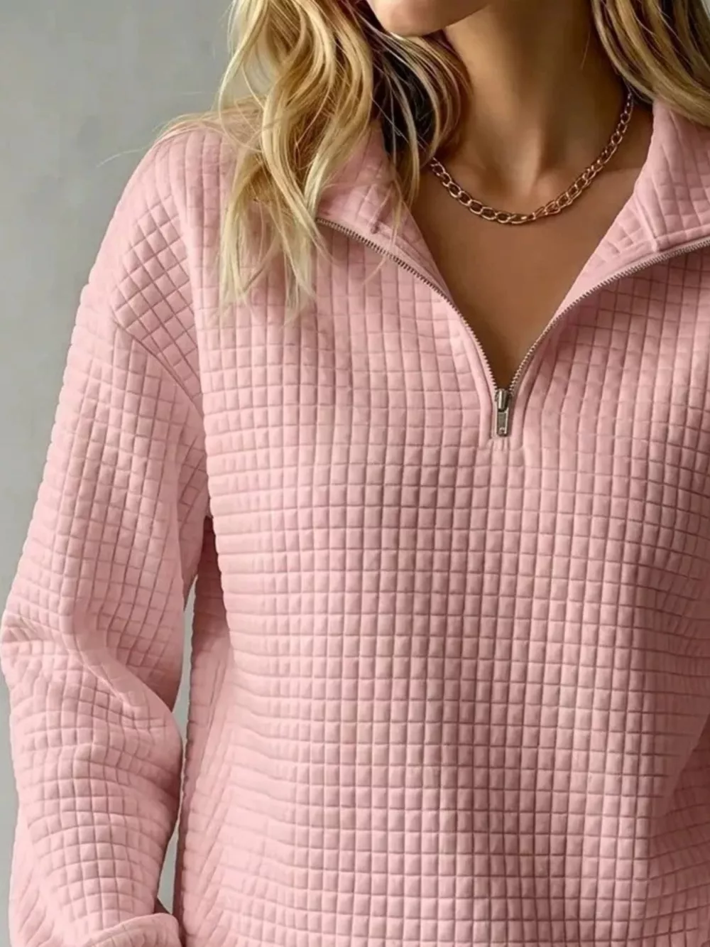 Waffle Knit Quarter-Zip Sweatshirt, image 4