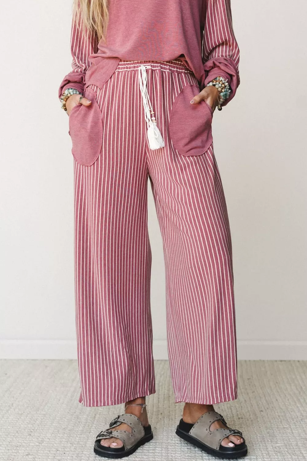 Rae Edge Patchwork Long Sleeve Top and Pocket Casual Pants Set, image 4