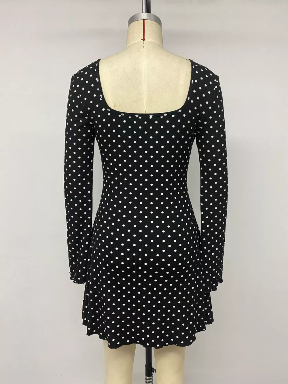 Polka Dot Lace Trimmed V-Neck Mini Dress, image 13