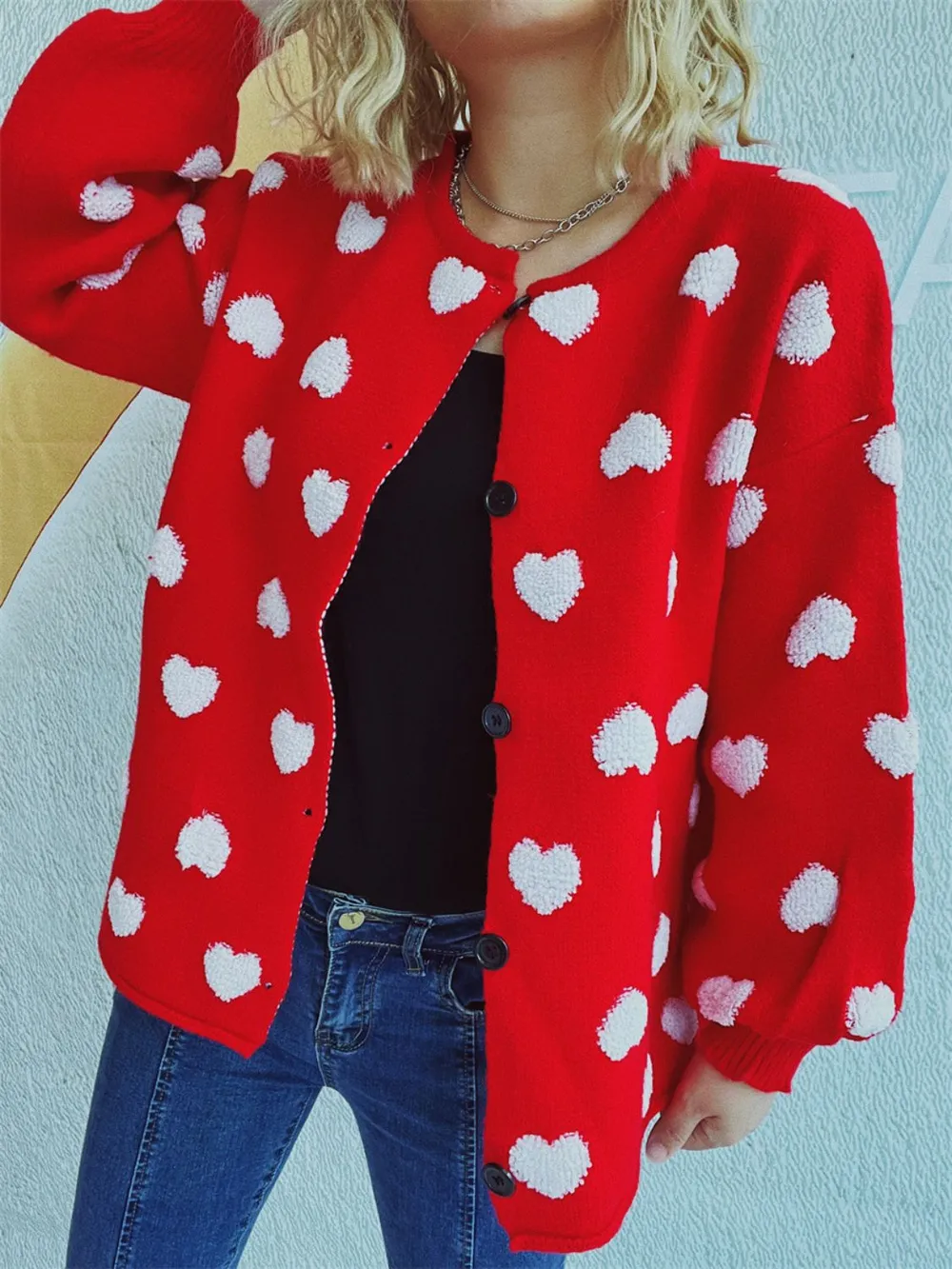 Heart Button Up Long Sleeve Cardigan, image 12