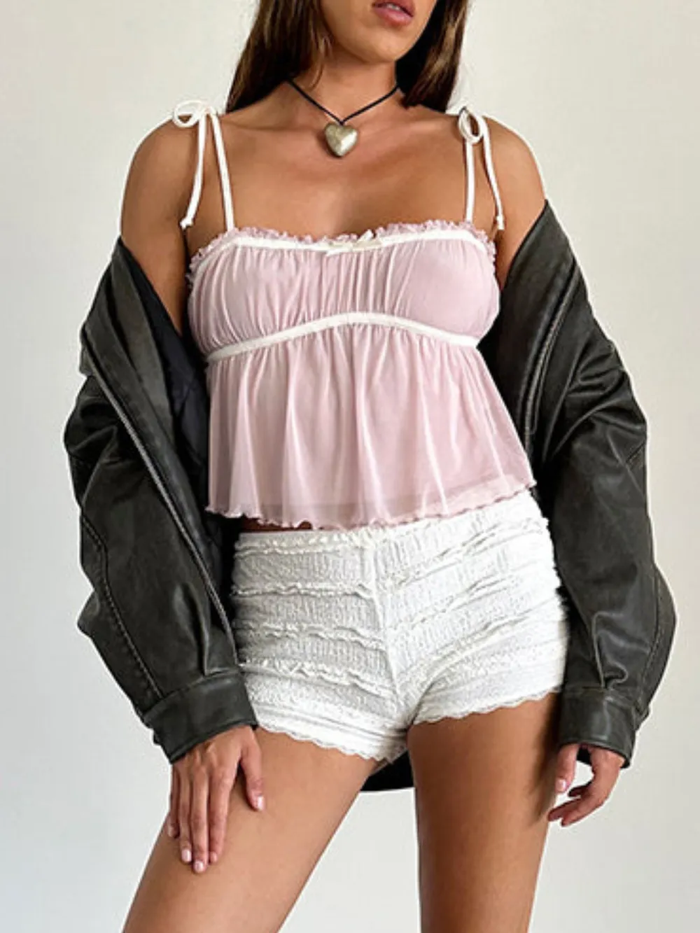 Contrast Trim Tie Straps Cami, image 8
