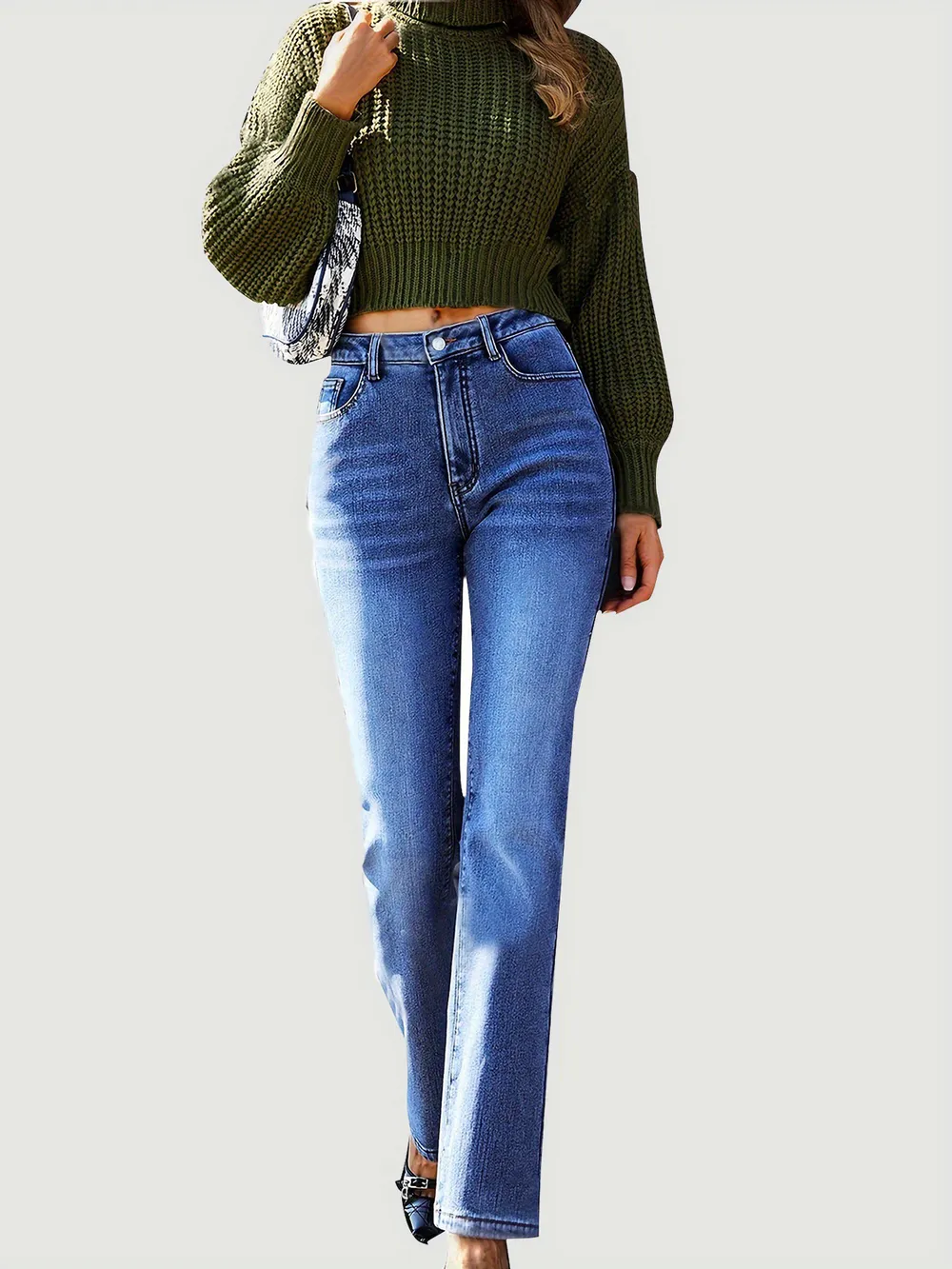 Straight Leg Jeans with Pockets, image 4