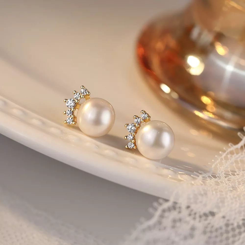 Freshwater Pearl Stud Earrings, image 2
