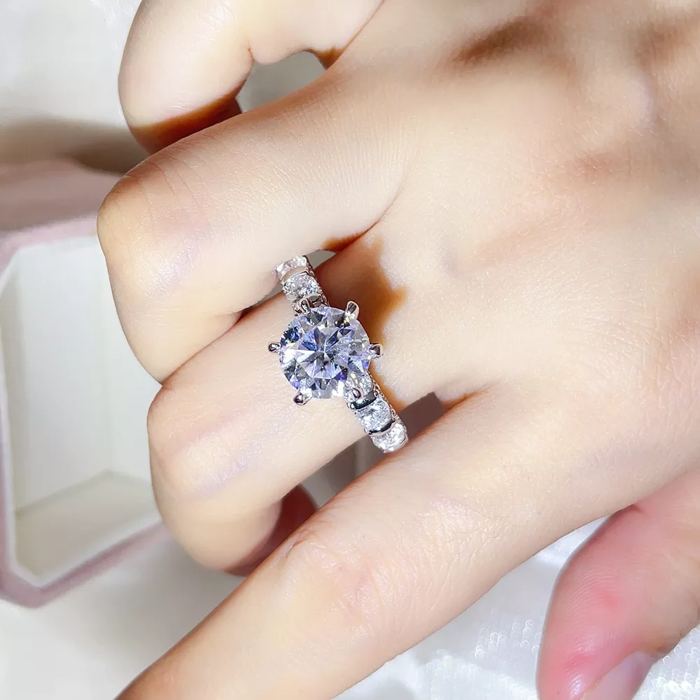 3 Carat 925 Sterling Silver Moissanite Ring, image 2