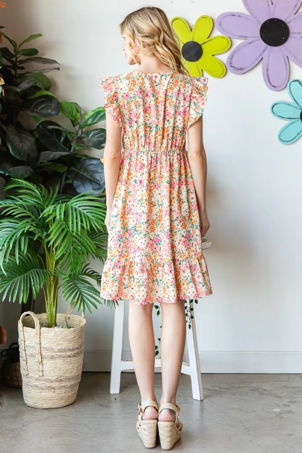 Full Size Floral Ruffled V-Neck Dress, image 6
