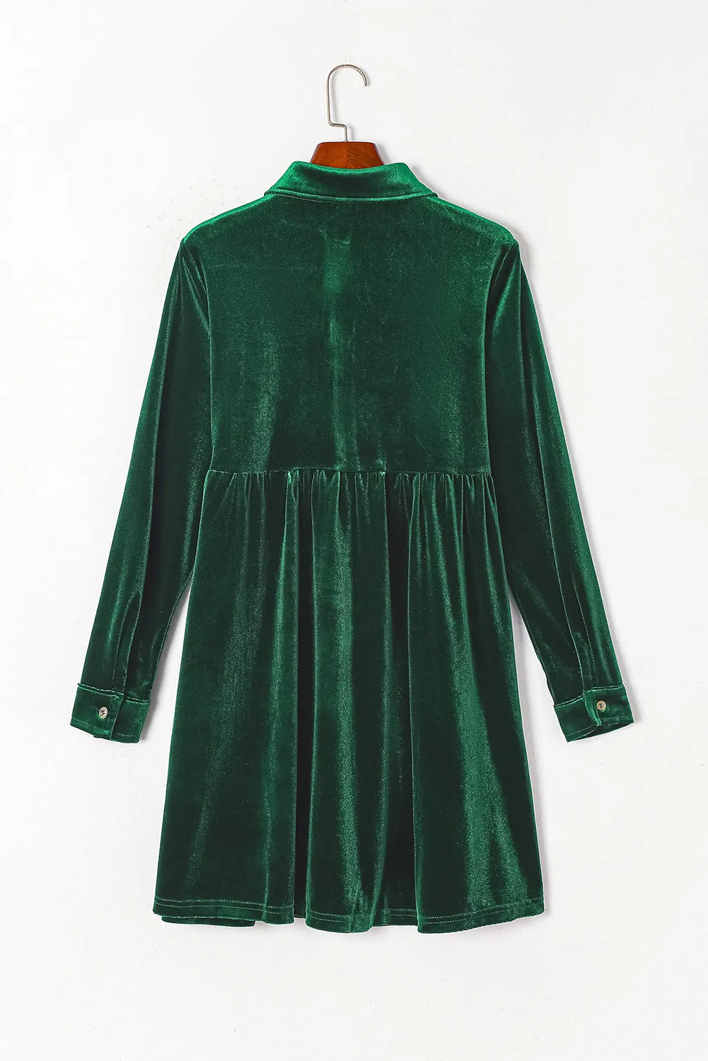 Ruched Button Up Collared Neck Long Sleeve Shirt Dress, image 6