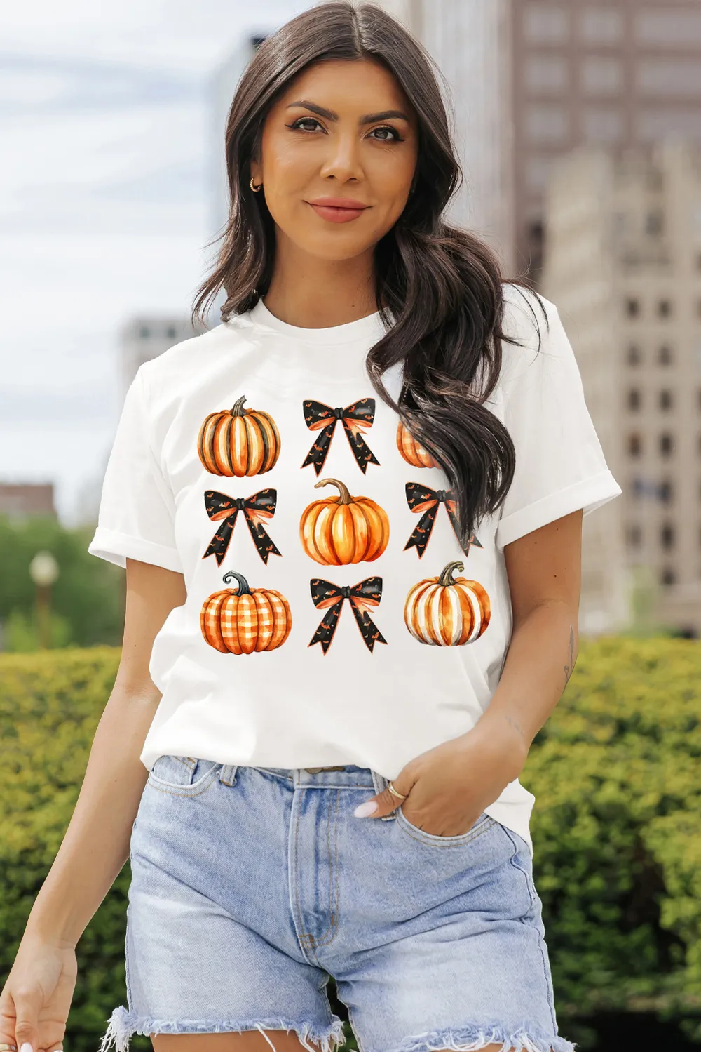 Pumpkin Round Neck Short Sleeve T-Shirt, image 3