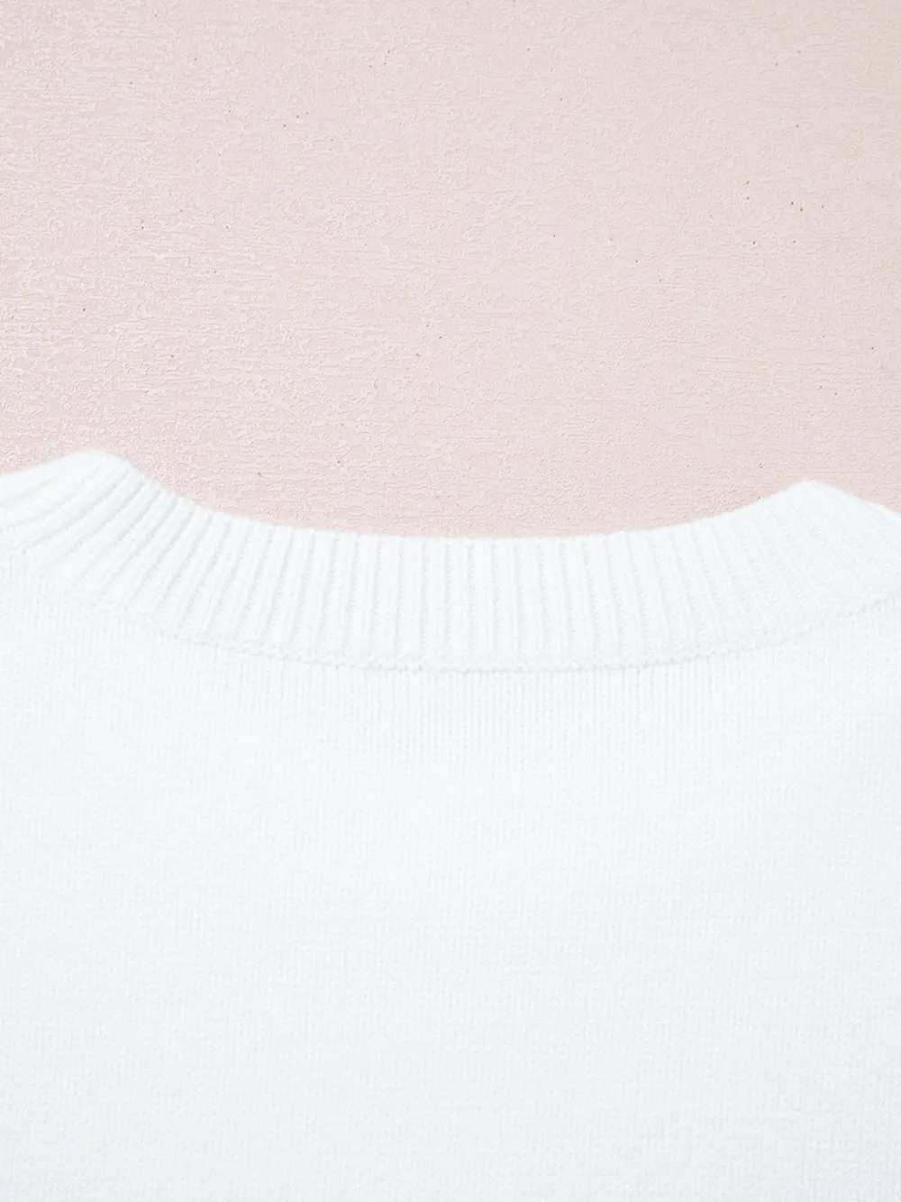 Letter Contrast Hem Round Neck Sweater, image 11