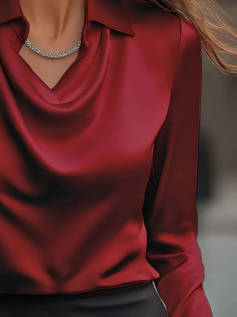 Full Size Long Sleeve Blouse with Collar Plus Size, image 17
