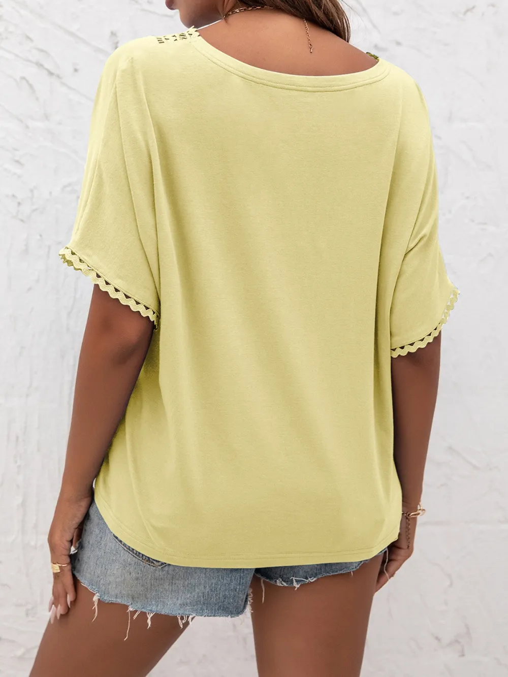 Lace Detail V-Neck T-Shirt, image 12