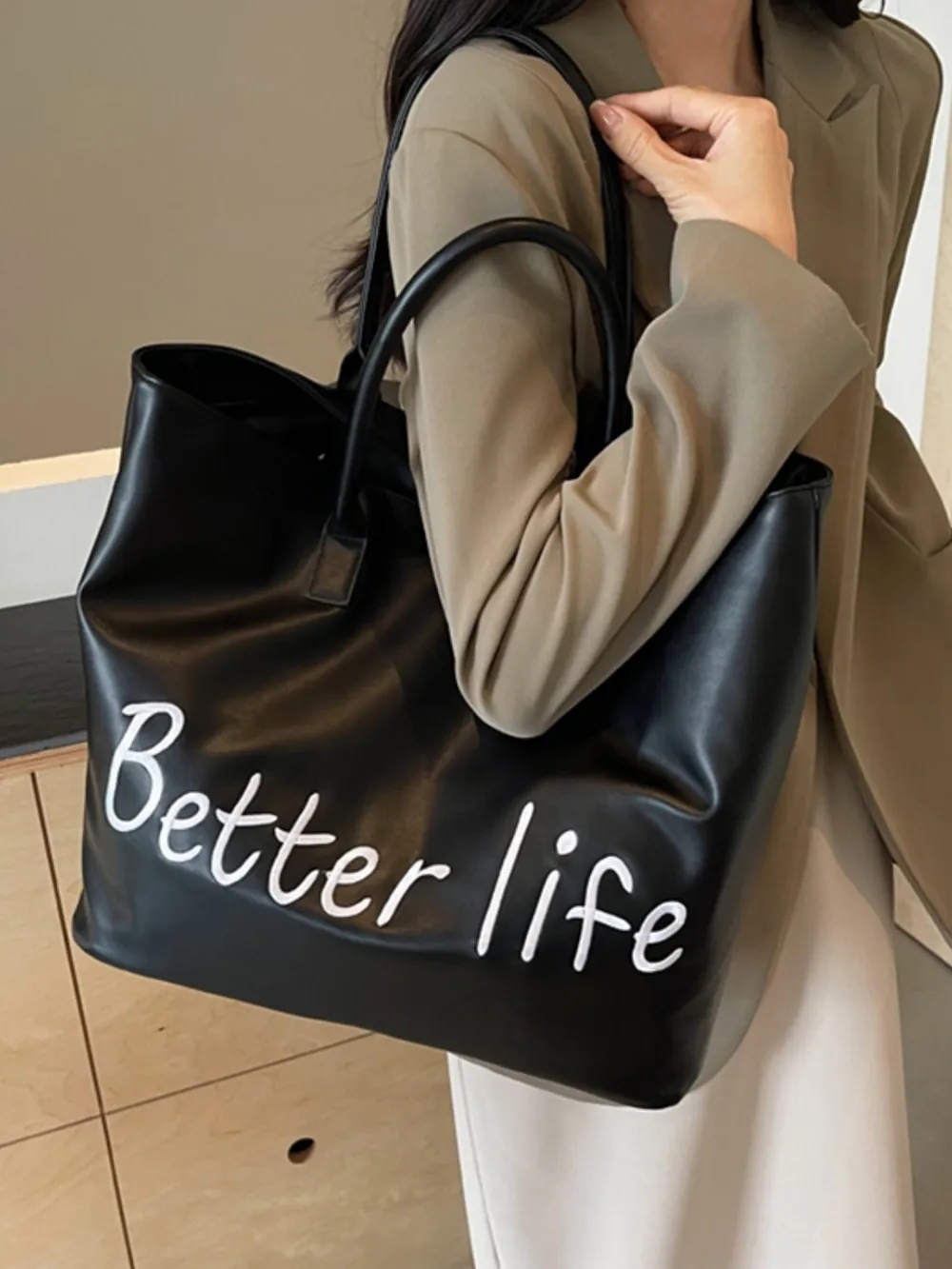 BETTER LIFE PU Leather Tote Bag, image 12