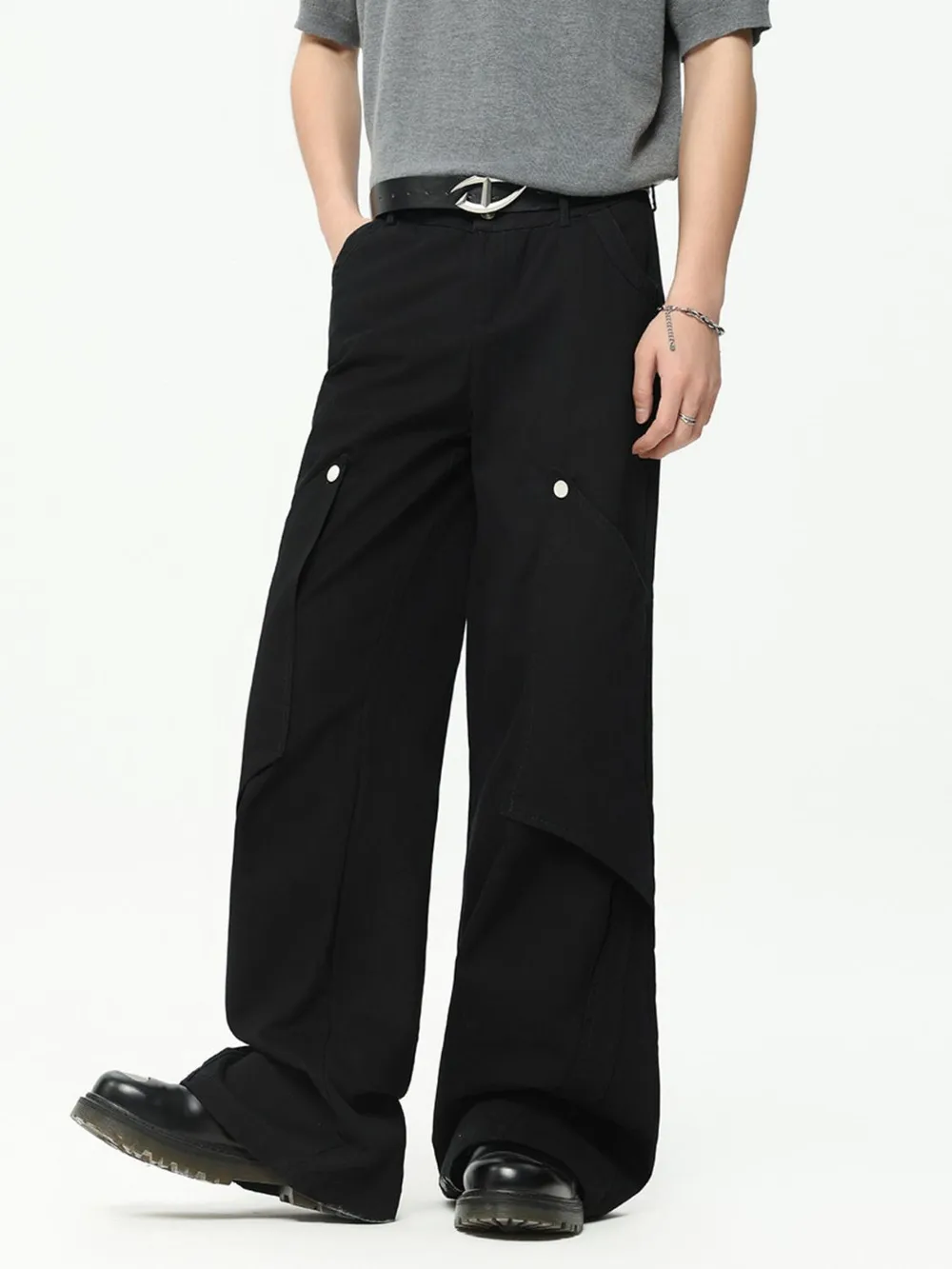 Men's Wide Leg Cargo Pants with Pockets
