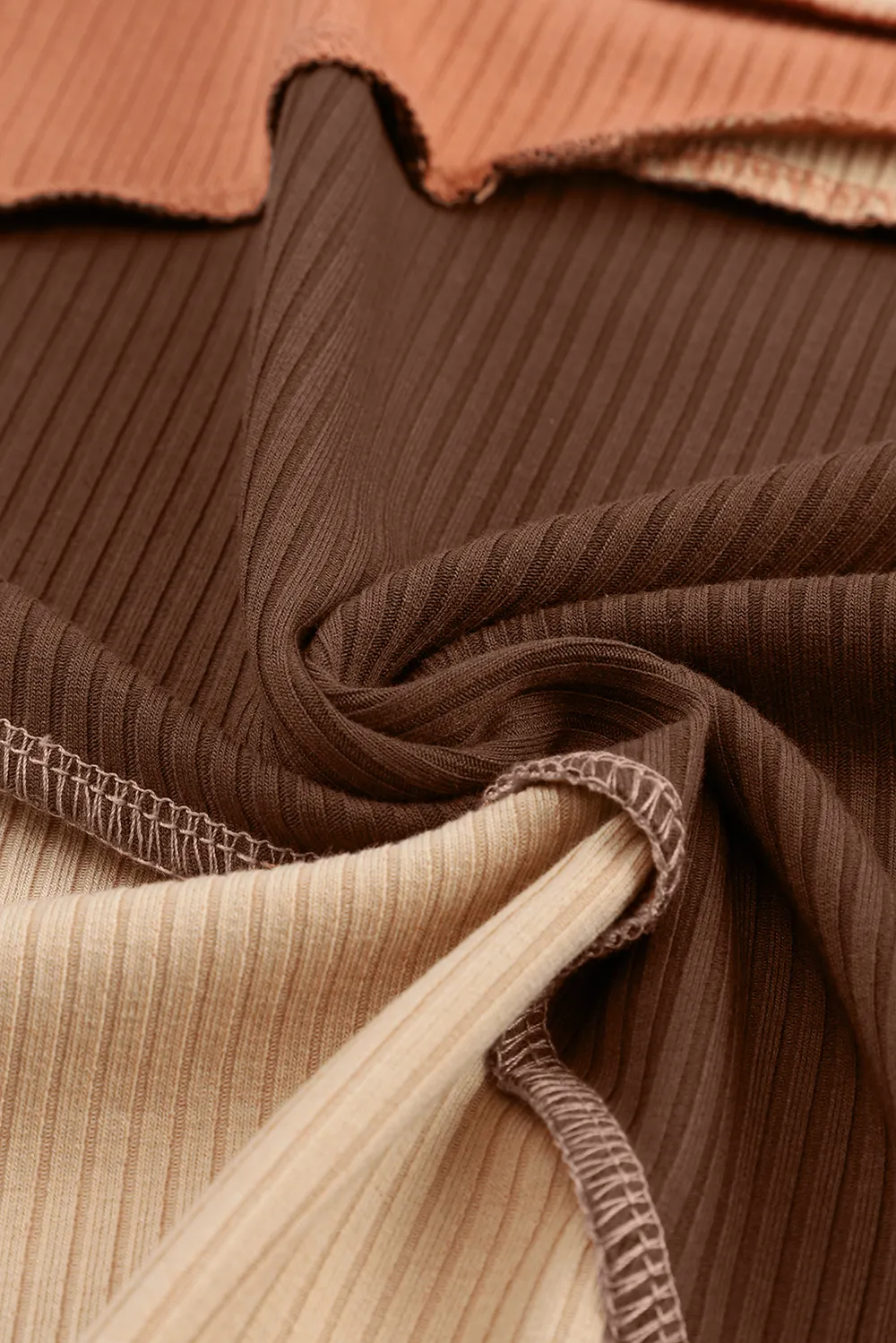 Exposed Seam Contrast Round Neck Long Sleeve T-Shirt, image 20